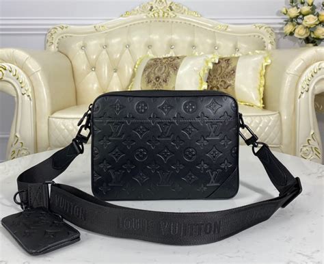 louis vuitton black leather messenger bag|Louis Vuitton monogram Messenger bag.